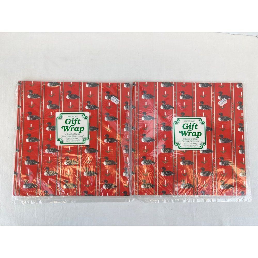 Vintage Cape Shore Gift Wrapping Paper Red Duck Lot
